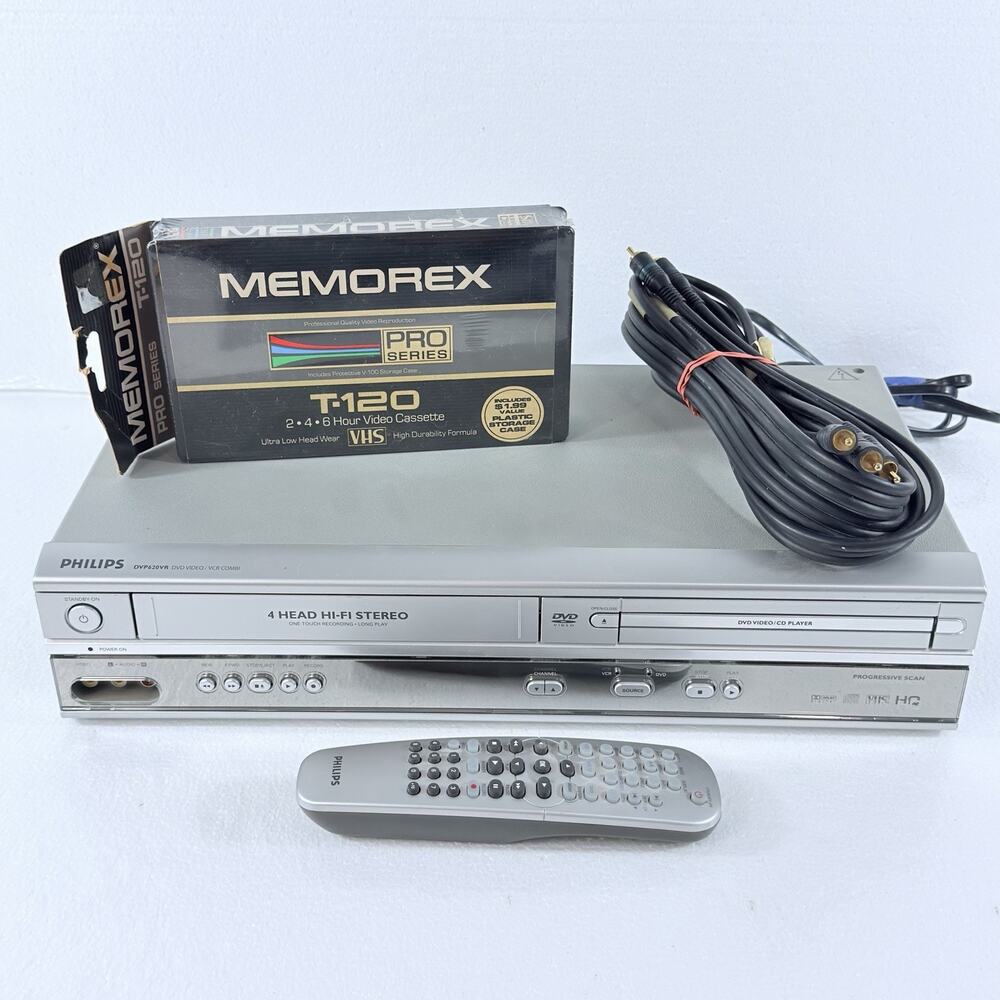 Philips DVP620VR DVD VCR Combo Player 4-Head Hi-Fi Stereo Tape VHS Dual Remote